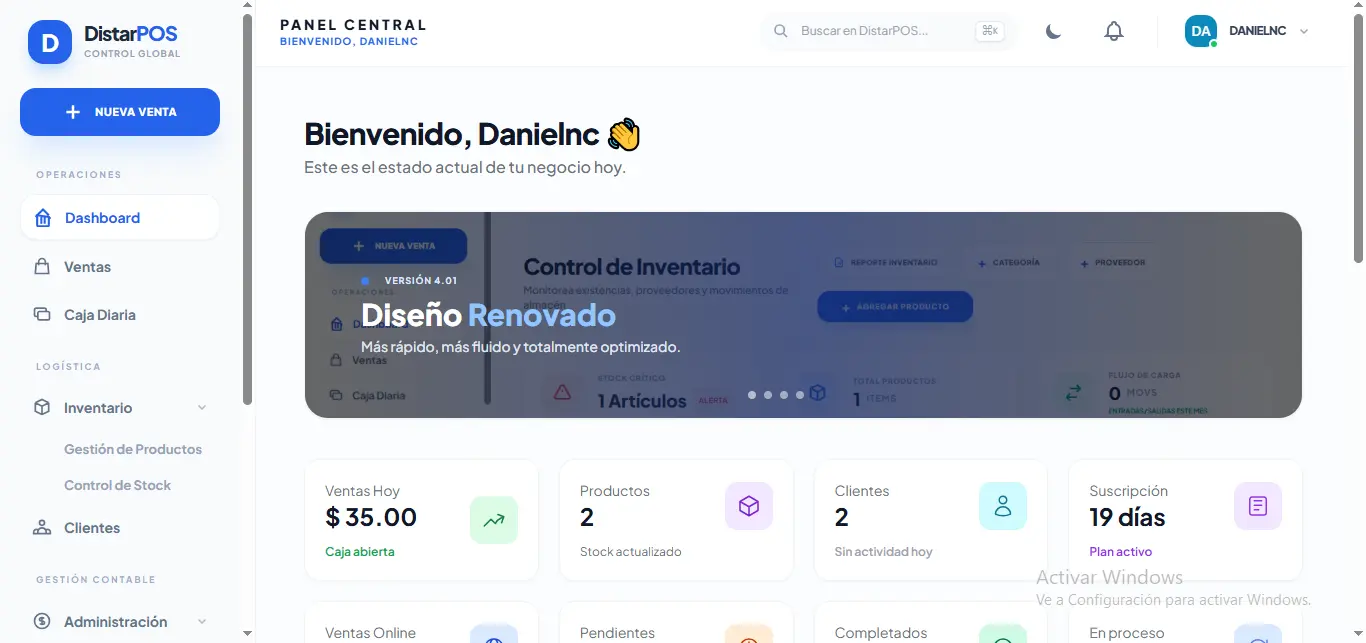 Vista del POS Desktop